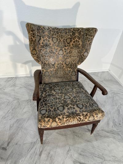 Paolo Buffa Pair of Reclining Wingback Armchairs by Paolo Buffa 1950