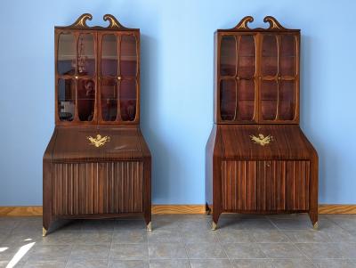 Paolo Buffa Pair of Trumeau Bookcases in Mahogany designed by Paolo Buffa 1950s