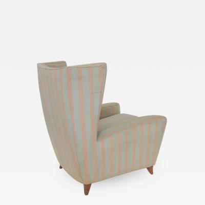 Paolo Buffa Paolo Buffa 1940s Armchair in Original Pink and Light Grey Stripes Fabric