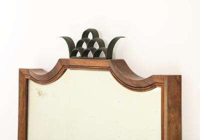 Paolo Buffa Paolo Buffa Antonia Ramelli Carved Walnut Full Length Beveled Wall Mirror
