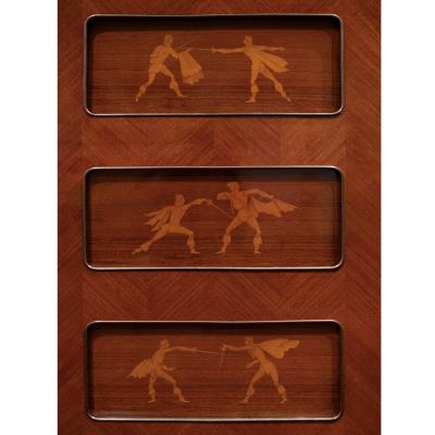 Paolo Buffa Paolo Buffa Exceptional Liquor Cabinet with Intricate Inlays 1950s