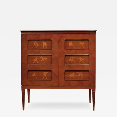 Paolo Buffa Paolo Buffa Exceptional Liquor Cabinet with Intricate Inlays 1950s