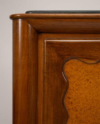 Paolo Buffa Paolo Buffa Italian Highboard in Walnut Birch Burl and Green Marble 1950s