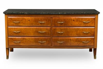 Paolo Buffa Paolo Buffa Italian Mid Century Mahogany and Marble 6 Drawer Dresser Sideboard
