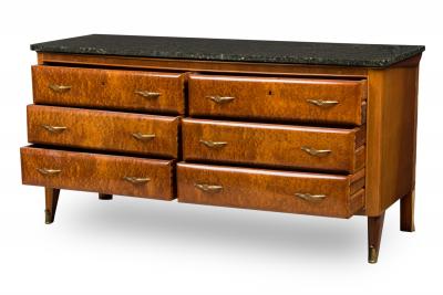 Paolo Buffa Paolo Buffa Italian Mid Century Mahogany and Marble 6 Drawer Dresser Sideboard
