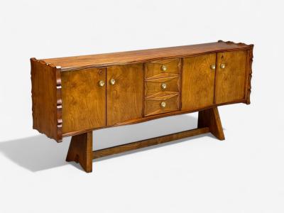 Paolo Buffa Paolo Buffa Italian Modern Cherrywood Brass Sideboard Italy 1950s