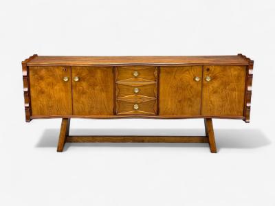 Paolo Buffa Paolo Buffa Italian Modern Cherrywood Brass Sideboard Italy 1950s