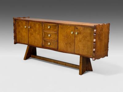Paolo Buffa Paolo Buffa Italian Modern Cherrywood Brass Sideboard Italy 1950s