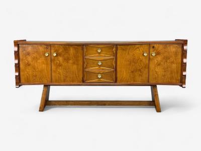 Paolo Buffa Paolo Buffa Italian Modern Cherrywood Brass Sideboard Italy 1950s