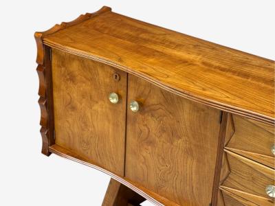Paolo Buffa Paolo Buffa Italian Modern Cherrywood Brass Sideboard Italy 1950s