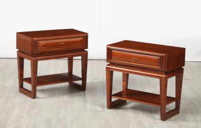 Paolo Buffa Paolo Buffa Pair of Mahogany Bedside or Night Stand Tables Italy ca 1950