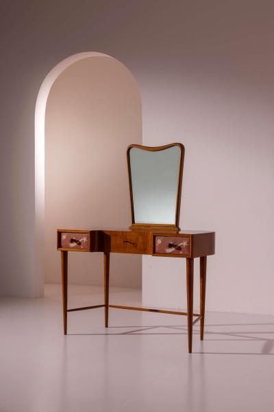 Paolo Buffa Paolo Buffa Petineuse in Cherry with Painted Linen Drawers Italy 1940s