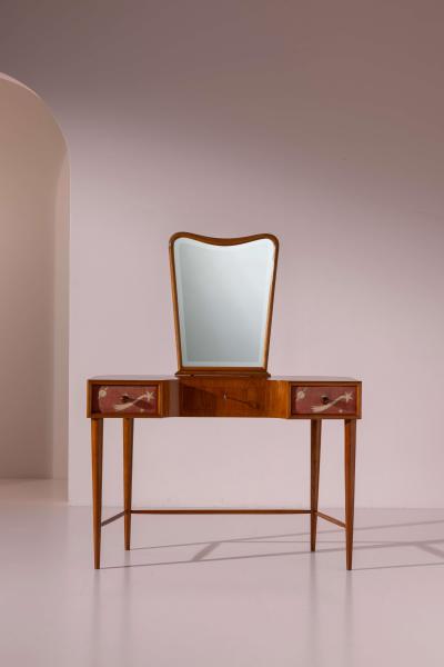 Paolo Buffa Paolo Buffa Petineuse in Cherry with Painted Linen Drawers Italy 1940s