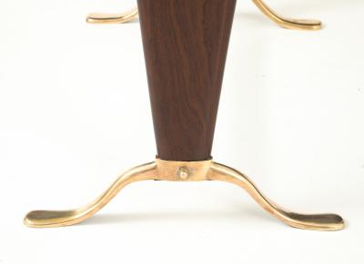 Paolo Buffa Paolo Buffa Style Brass And Walnut Coffee Table With Kidney Shape Glass Top