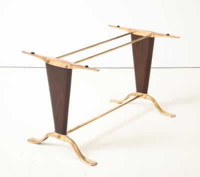 Paolo Buffa Paolo Buffa Style Brass And Walnut Coffee Table With Kidney Shape Glass Top