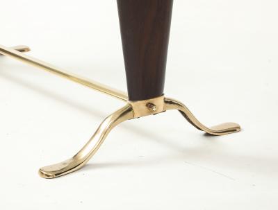 Paolo Buffa Paolo Buffa Style Brass And Walnut Italian Coffee Table With Glass Top