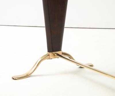Paolo Buffa Paolo Buffa Style Brass And Walnut Italian Coffee Table With Glass Top