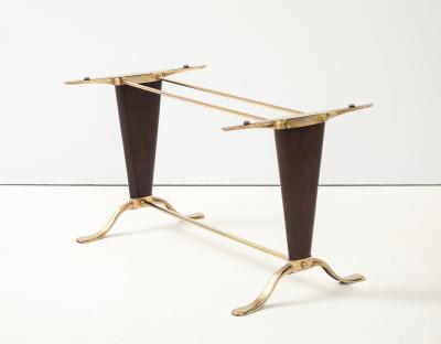 Paolo Buffa Paolo Buffa Style Brass And Walnut Italian Coffee Table With Glass Top