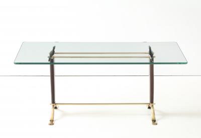 Paolo Buffa Paolo Buffa Style Brass And Walnut Italian Coffee Table With Glass Top