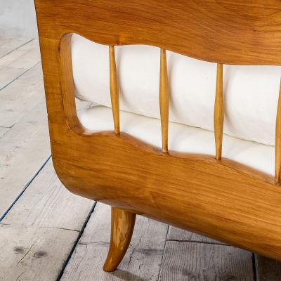 Paolo Buffa Paolo Buffa Wooden Daybed with White Mattress for Lietti 1950s