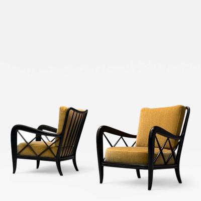 Paolo Buffa Paolo Buffa attr Italian Mid Century Modern Camel Mohair Lounge Chairs 1940s