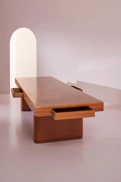 Paolo Buffa Paolo Buffa grand dining conference table made of oak Italy 1940s