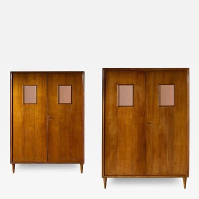 Paolo Buffa Paolo Buffa pair of chestnut wardrobes manufactured by Valzania Italy 1938