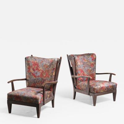 Paolo Buffa Paolo Buffa pair of oak lounge chairs Italy 1940s