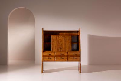 Paolo Buffa Paolo buffa chestnut cabinet with drop down front and drawers Italy 1940s