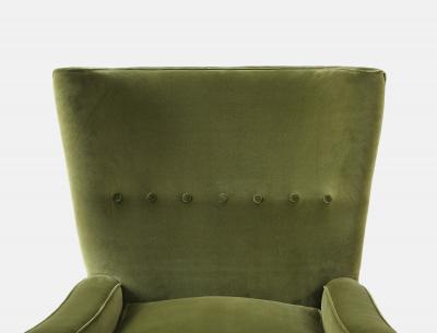 Paolo Buffa Rare Lounge Chair in Olive Velvet by Paolo Buffa