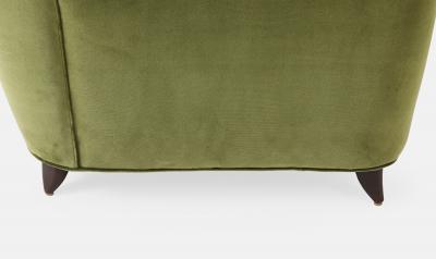 Paolo Buffa Rare Lounge Chair in Olive Velvet by Paolo Buffa