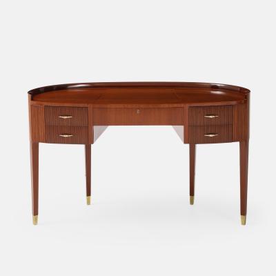 Paolo Buffa Rare Mahogany and Maple Vanity Table and Stool Attributed to Paolo Buffa