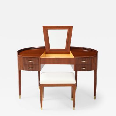 Paolo Buffa Rare Mahogany and Maple Vanity Table and Stool Attributed to Paolo Buffa