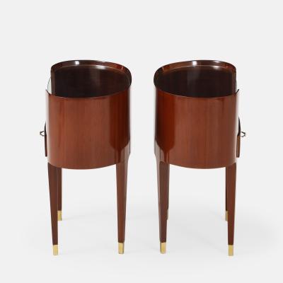 Paolo Buffa Rare Pair of Oval Mahogany and Glass Nightstands by Paolo Buffa