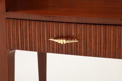 Paolo Buffa Rare Pair of Oval Mahogany and Glass Nightstands by Paolo Buffa