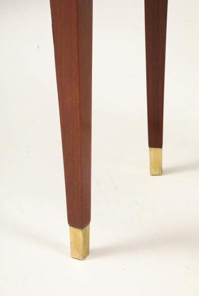 Paolo Buffa Rare Pair of Oval Mahogany and Glass Nightstands by Paolo Buffa