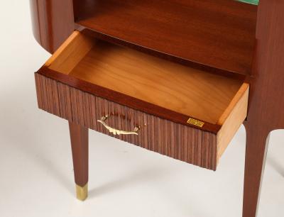 Paolo Buffa Rare Pair of Oval Mahogany and Glass Nightstands by Paolo Buffa