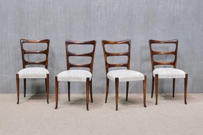 Paolo Buffa Set of 8 Paolo Buffa Dining Chairs in Mahogany and Chenille Italy Late 1940s