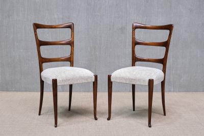 Paolo Buffa Set of 8 Paolo Buffa Dining Chairs in Mahogany and Chenille Italy Late 1940s