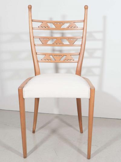 Paolo Buffa Set of Four Blonde Carved Wood Chairs Attributed to Paolo Buffa
