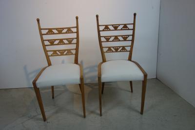 Paolo Buffa Set of Four Blonde Carved Wood Chairs Attributed to Paolo Buffa