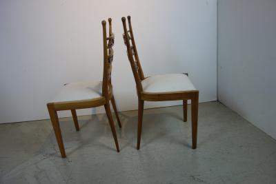 Paolo Buffa Set of Four Blonde Carved Wood Chairs Attributed to Paolo Buffa