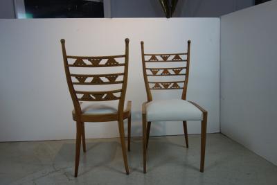Paolo Buffa Set of Four Blonde Carved Wood Chairs Attributed to Paolo Buffa