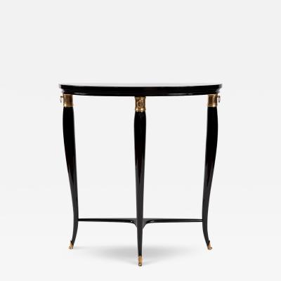 Paolo Buffa Small Italian Mid Century Ebonized Demilune Console By Paolo Buffa