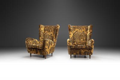 Paolo Buffa Upholstered Italian Armchairs attributed to Paolo Buffa Italy 1950s