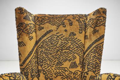 Paolo Buffa Upholstered Italian Armchairs attributed to Paolo Buffa Italy 1950s