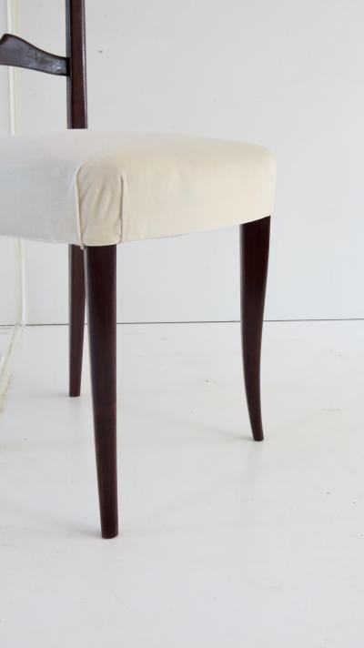 Paolo Buffa set of 8 ebonized velvet high back Chiavari dining chairs by Paolo Buffa 1950