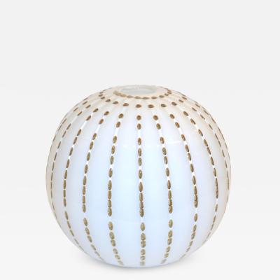 Paolo Crepax Paolo Crepax Italian White Murano Glass Modern Vase with Orange Dot Murrine