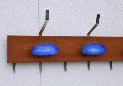 Paolo De Poli Paolo De Poli Attributed Enamel And Walnut Wall Mounted Coat Rack