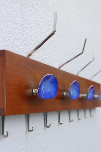 Paolo De Poli Paolo De Poli Attributed Enamel And Walnut Wall Mounted Coat Rack
